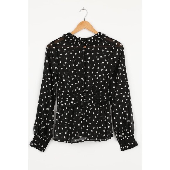 NWT Lulus Embroidered Sheer Long Sleeve Top Womens (M) Romantic Date Blouse $62 - Picture 2 of 13